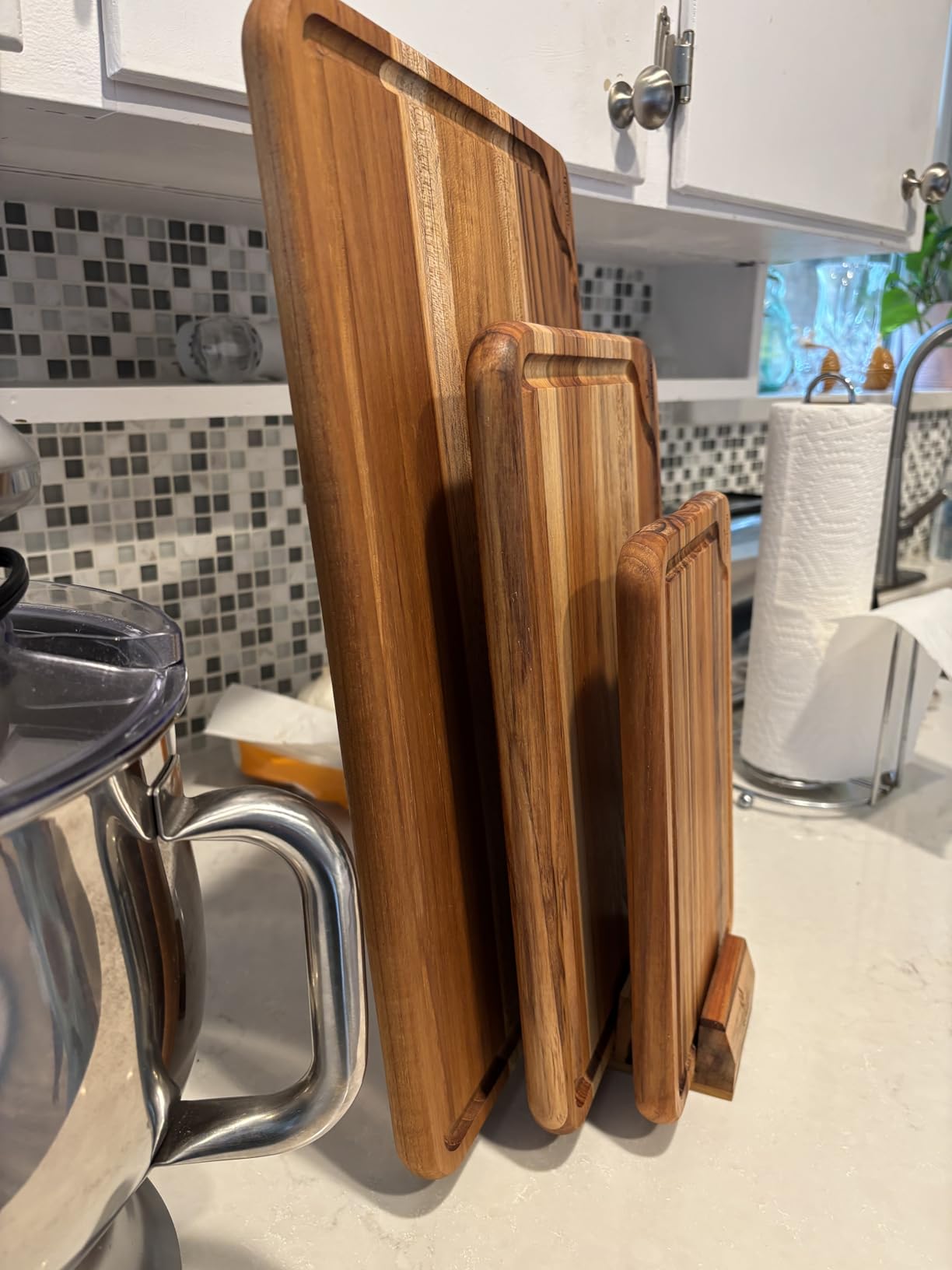 Extra Large Teak Wood Cutting Board 20inch for Kitchen Non Slip Feet Over Sink Butcher Block Chopping Board Nice Solid Thick Wooden Juice Groove Big Xl XXl large Best Hardwood Kitchen Counter Organic customer photo 2