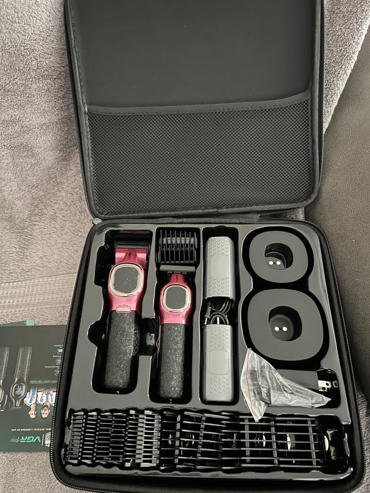 VGRPRO Professional Hair Clippers for Men, Cordless Clipper and Trimmer Set | 9000RPM Grooming Kit, EVA Case, LED display, DLC blades, Charging Base, 14 Guide Combs (including Right & Left Ear Taper Combs) customer photo 1