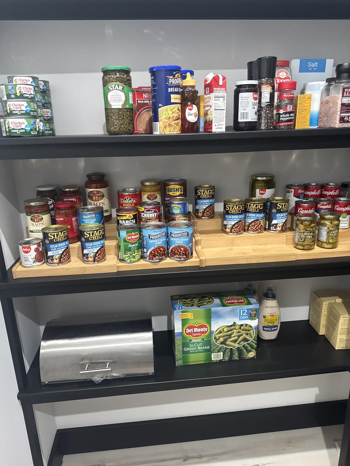 3-Tier Extra-Long Expandable Bamboo Can Rack for Pantry, Holds 45 Cans | Adjustable Pantry Can Organizer customer photo 2
