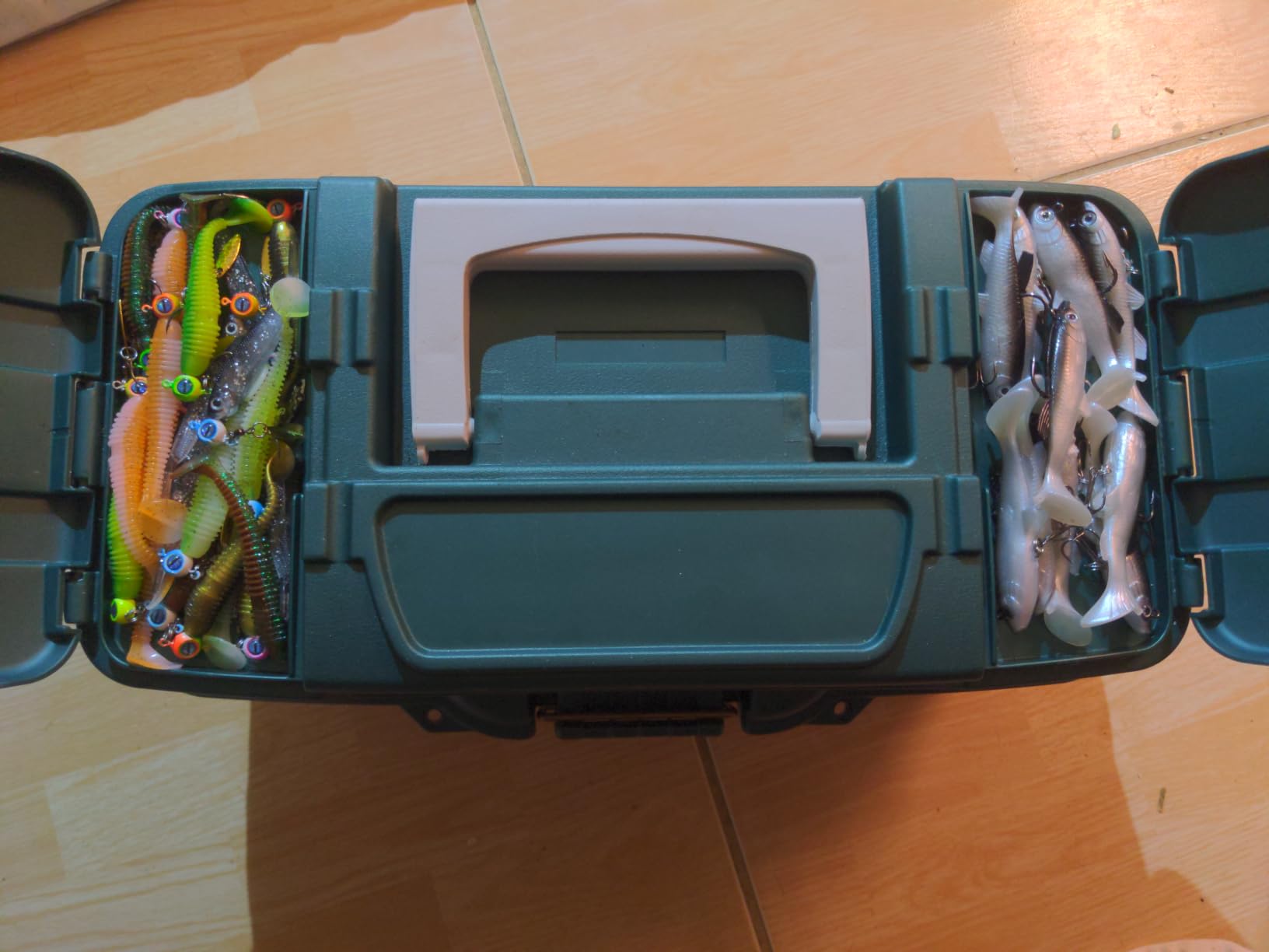 Plano Three-Tray Tackle Box, Blue/White, Rust-Proof Brass Latch, Top-Access Tray with Deep Storage, Made in the USA, Portable Fishing Gear Storage Organizer customer photo 1