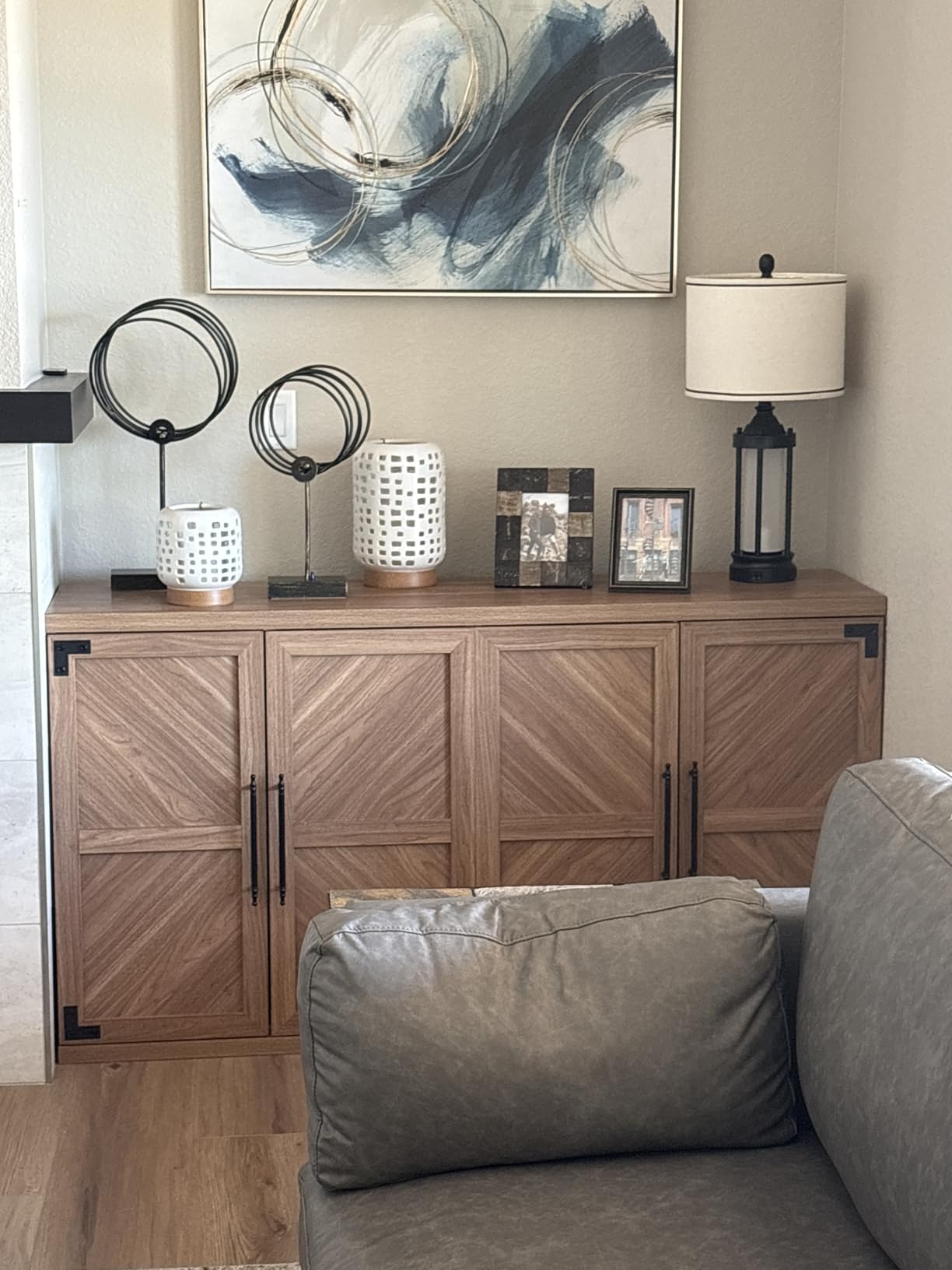 SICOTAS Large Modern Sideboard Buffet Cabinet with 4 Door, Storage Credenza | Modern Sideboard Buffet Cabinets, Large Credenza Storage Cabinet with 4 Doors and Adjustable Shelves for Home Kitchen customer photo 1