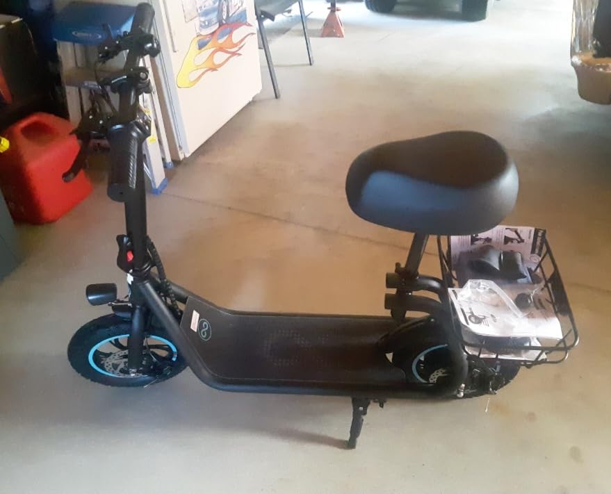 AWWSCOOTER C1 Electric Scooter with Seat for Adults, Foldable Commuter E-Scooter with Basket for Grocery, Pets, and Daily Commute - Classic Black customer photo 1