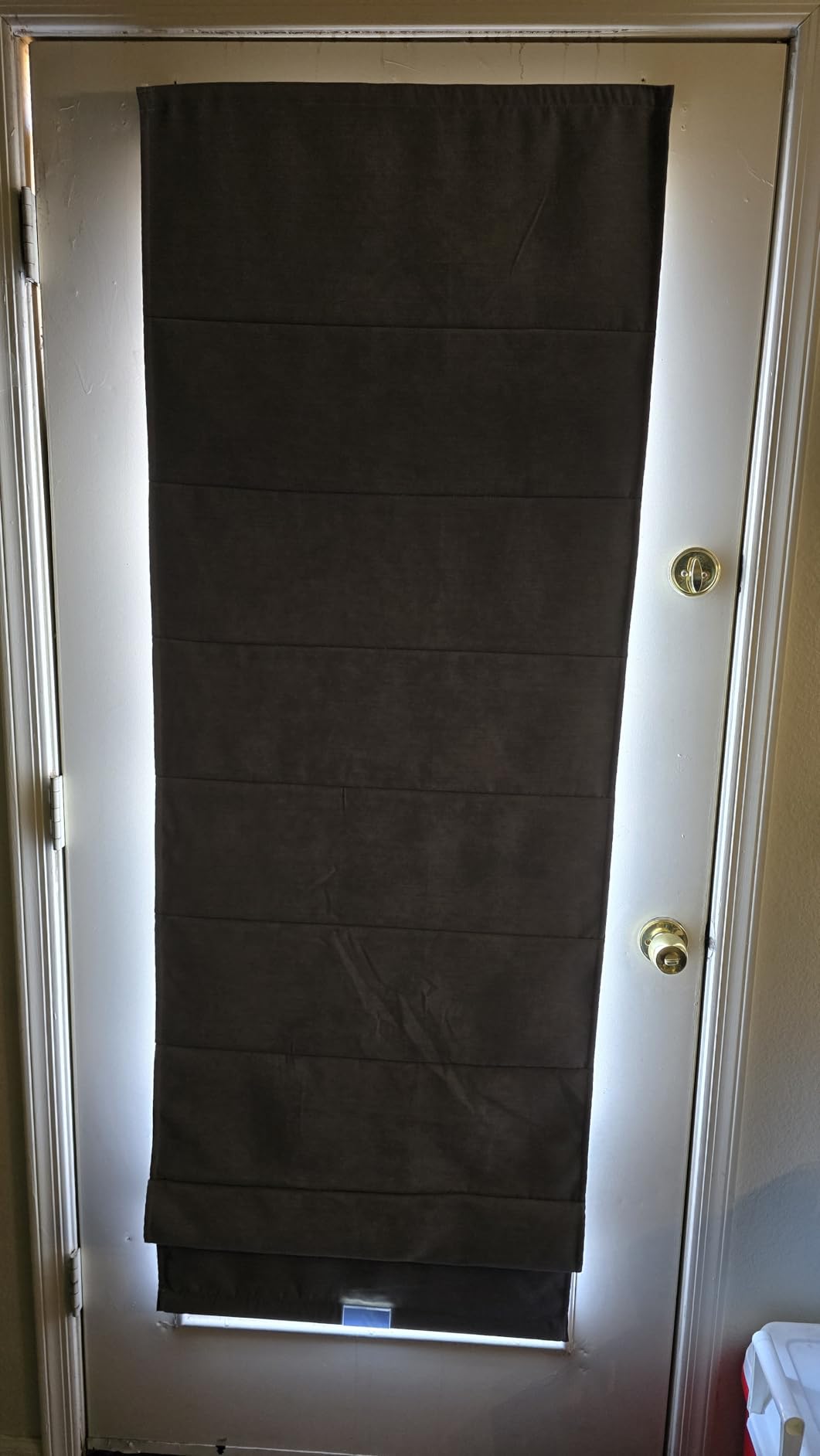 Blackout Roman Shades Cordless for Windows, 34x64 Inch Mottled Black | White Backing, Pull Down Blinds, Heavy 430GSM Chenille Fabric, Thermal Insulated, UV Blocking, for Bedroom,for Doors customer photo 1