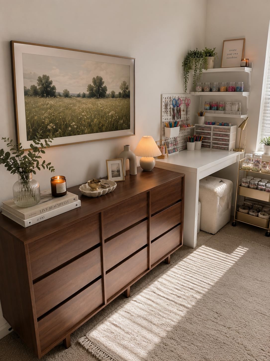 HOUROM Walnut Dresser for Bedroom, 59in Modern 9 Drawer Chest of Drawers | 59 inch wide walnut dresser with 9 spacious drawers, minimalist linear design and sturdy base.storage for bedroom & hallway customer photo 1