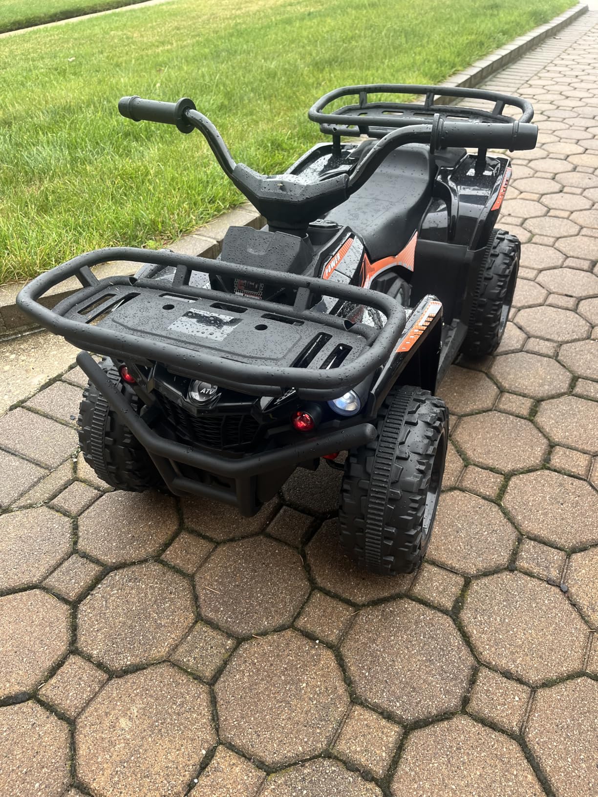 HONEY JOY 24V Kids ATV, Electric Ride On Quad, LED Headlights, Music, 5Mph Max Speed, Big Tires, Toddler 4 Wheeler, Ride On Toy Car with Front & Rear Storage, Gift for Boys Girls (Black) customer photo 1