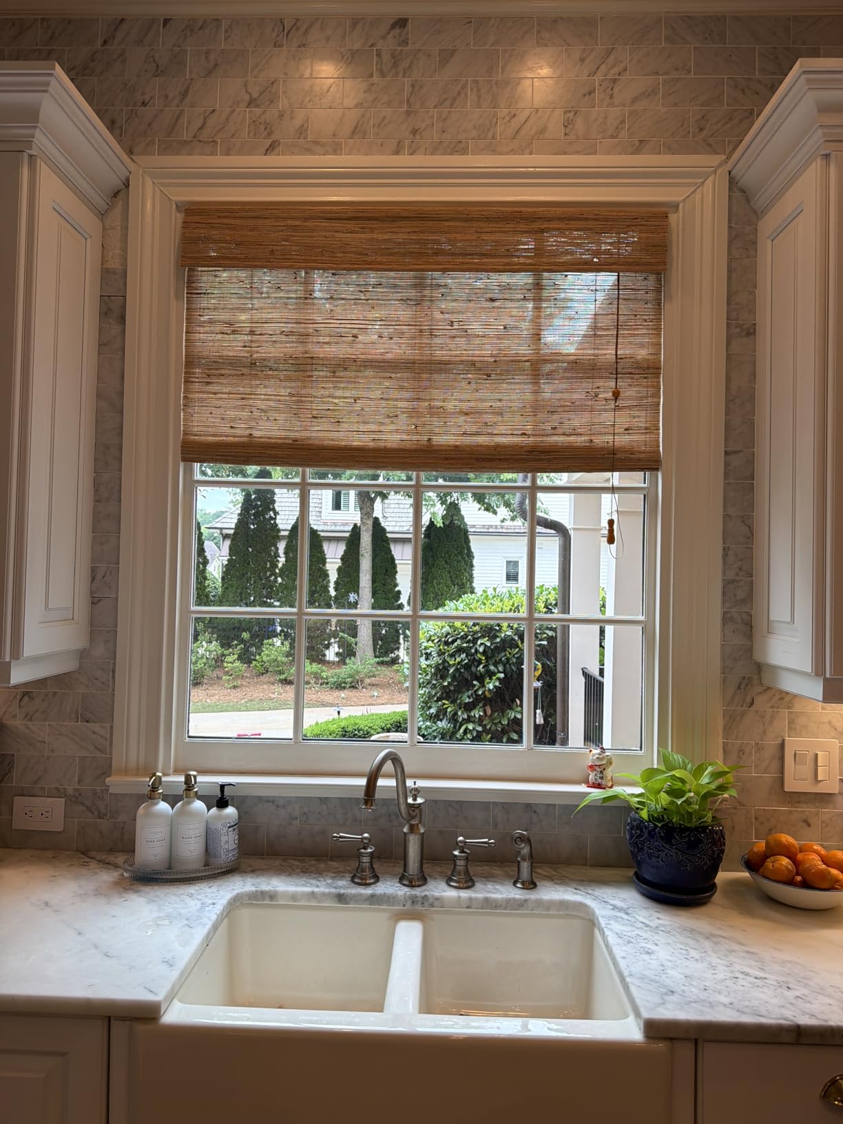 DEJAVU Cordless Linen Roman Shades for Windows, Washable Lined Fabric Roman Window Shades, Custom Blackout Roman Blinds for Doors, Kitchens, Bedroom, Living Room, Soft Linen Off-White customer photo 1