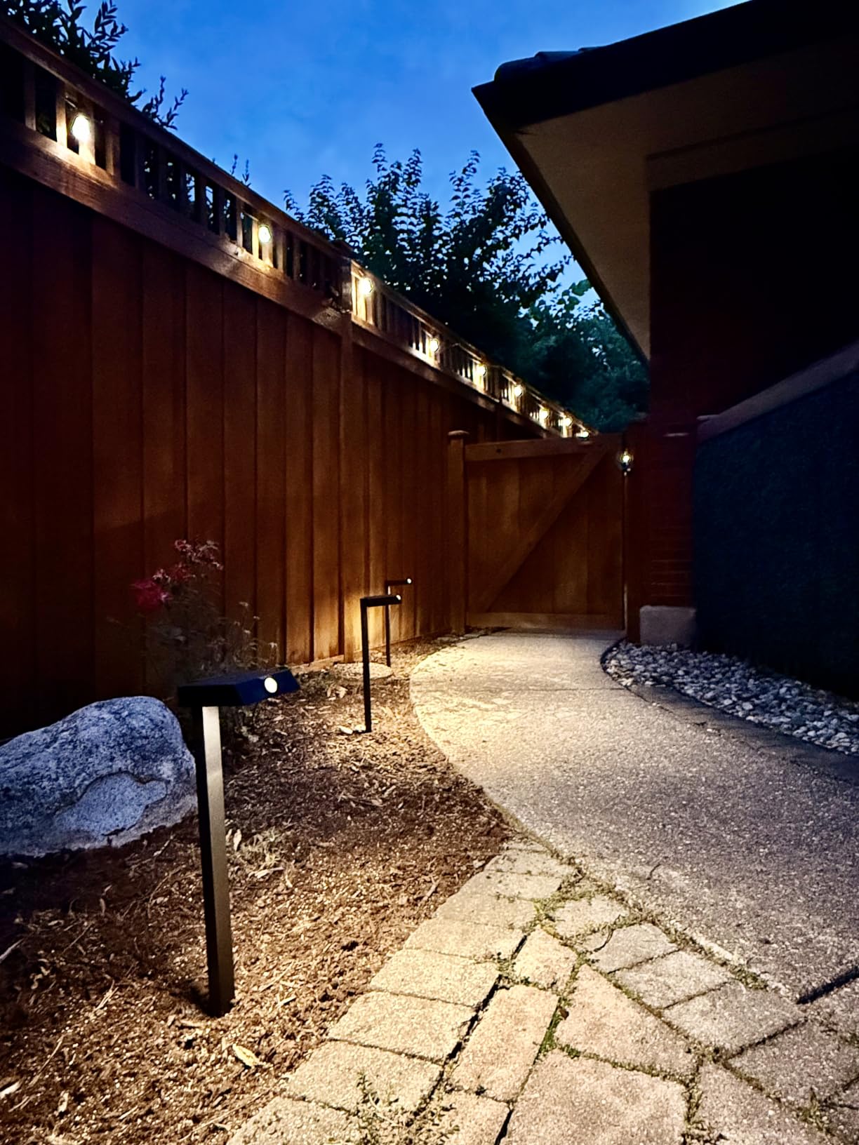 XMCOSY+ Solar Pathway Lights with Motion Sensor 6 Pack, 300LM Metal Solar Lights Outdoor Waterproof, 3 Modes Landscape Lighting for Garden, Backyard, Outside, Path (Warm/Cool White) customer photo 2