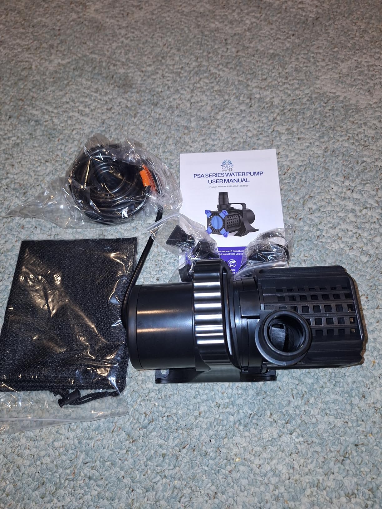 Pond Pump, 2600 GPH Adjustable Flow Submersible Water Pump with Filter Bag, Copper Motor, IPX8 Waterproof for Outdoor Koi Pond, Fountain, Waterfall, Hydroponics customer photo 1