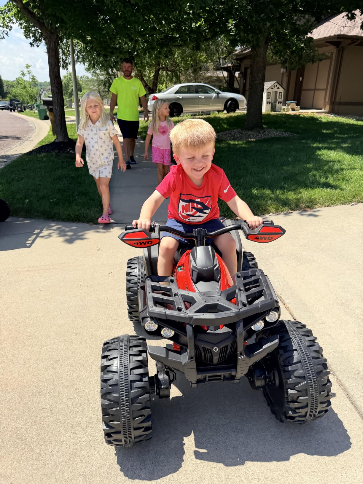 24V Kids ATV 4 Wheeler w/ 800W Motors, 9AH Battery Powered Electric Car w/Remote Control, 3 Speeds, Shock Absorbers, Bluetooth, 4x4 Quad for Kids Ages 3-8, Black customer photo 1