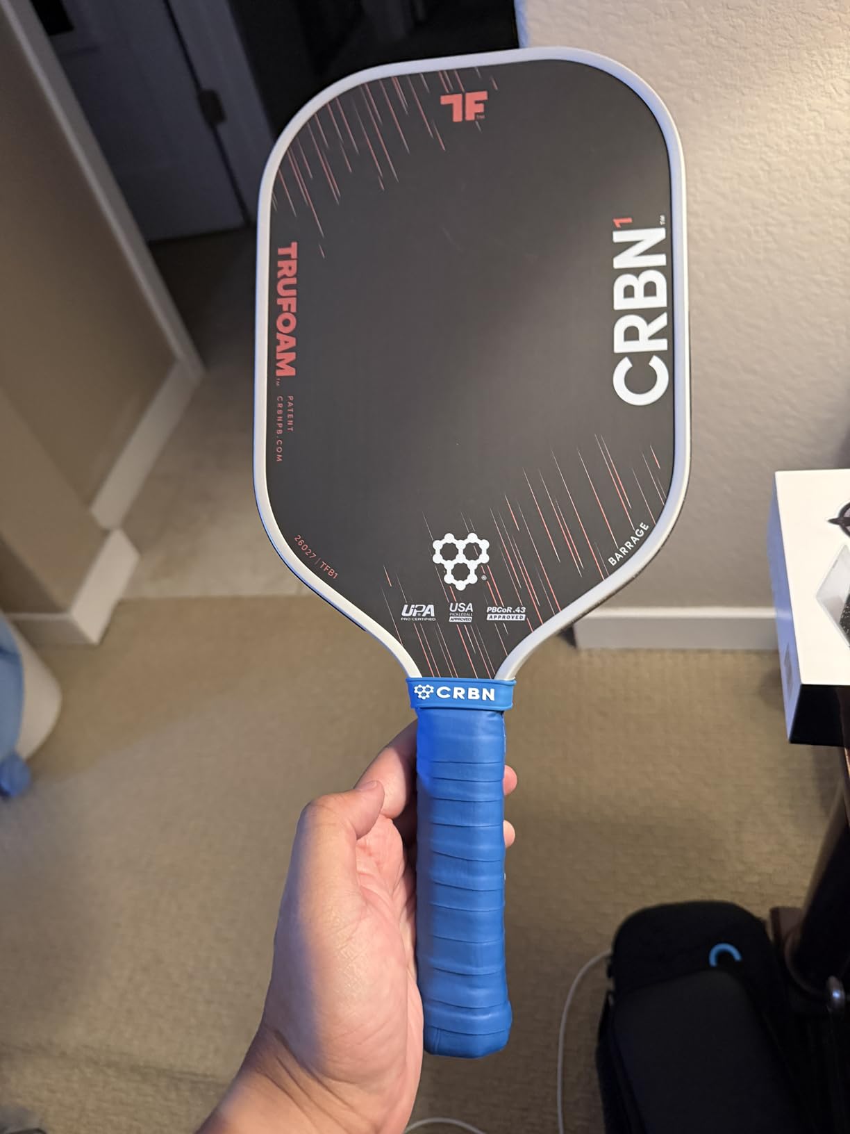 CRBN Pickleball - TruFoam Barrage - Carbon Fiber Pickleball Paddle - 100% Foam Floating Core customer photo 1
