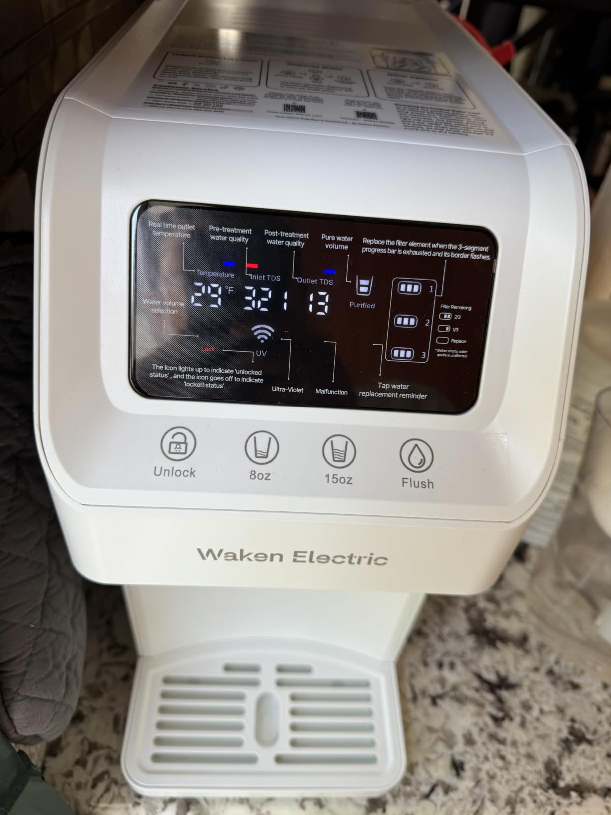 Waken Electric Countertop UV RO Water Filter System, Grey | 8-Stage RO Water Filtration, NSF/ANSI 58&61 Certified, TDS Monitor, 4:1 Drain, No Install, PFAS Free customer photo 1