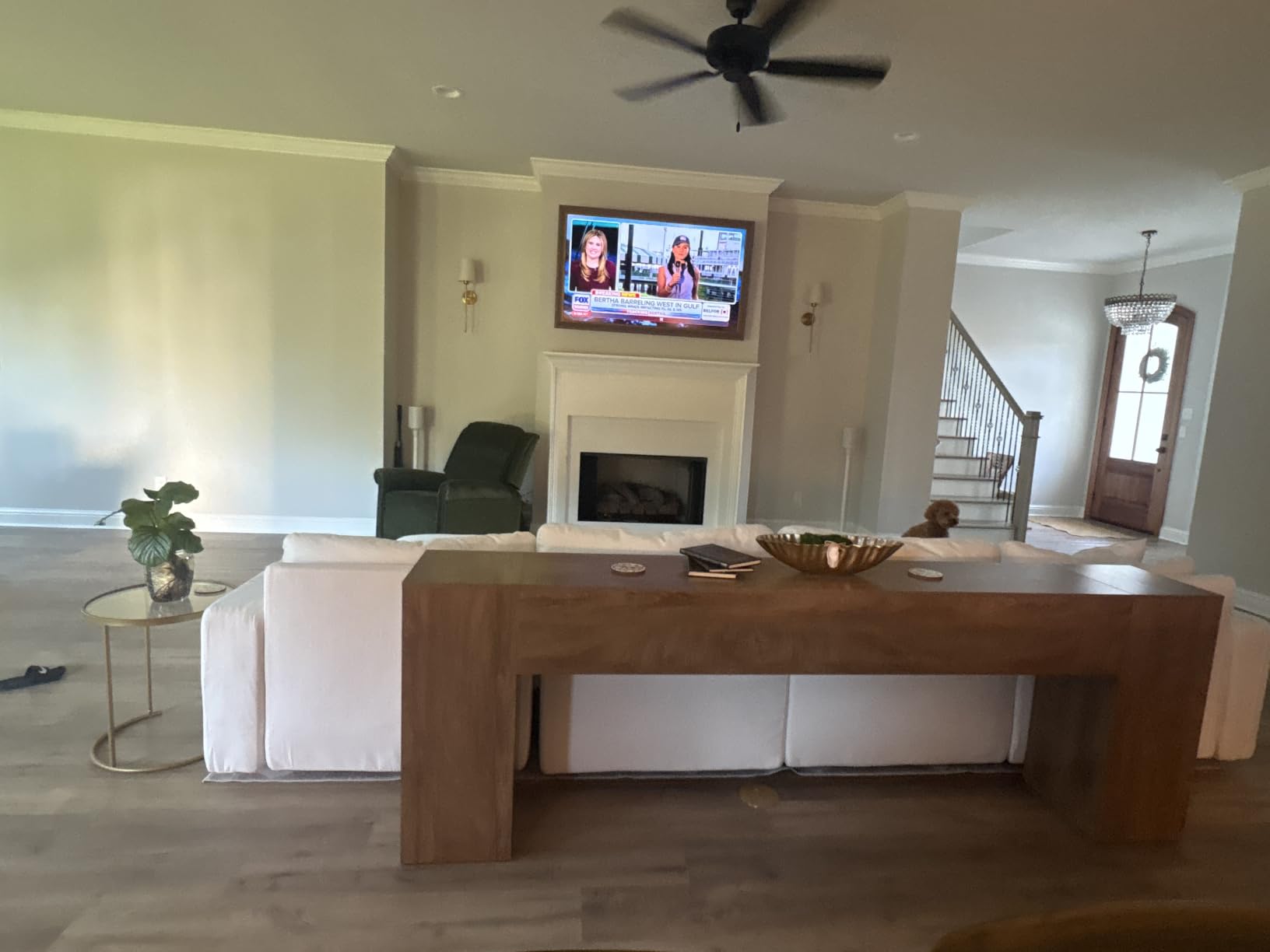 86-Inch Console Table for Living Room, Light Oak Brown | Farmhouse Extra Long Sofa Table Behind Couch, Large Entryway Table for Hallway, Entrance customer photo 1
