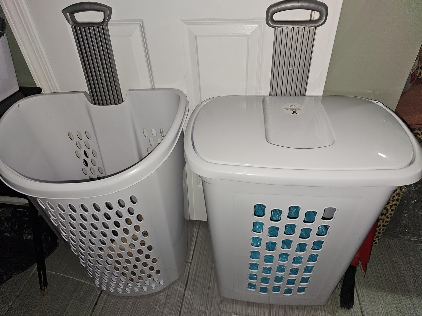 Sterilite Ultra Wheeled Laundry Hamper with Lid, Handle and Wheels for Easy Rolling of Clothes to and from the Laundry Room, Plastic, White, 1-Pack, Portable customer photo 2