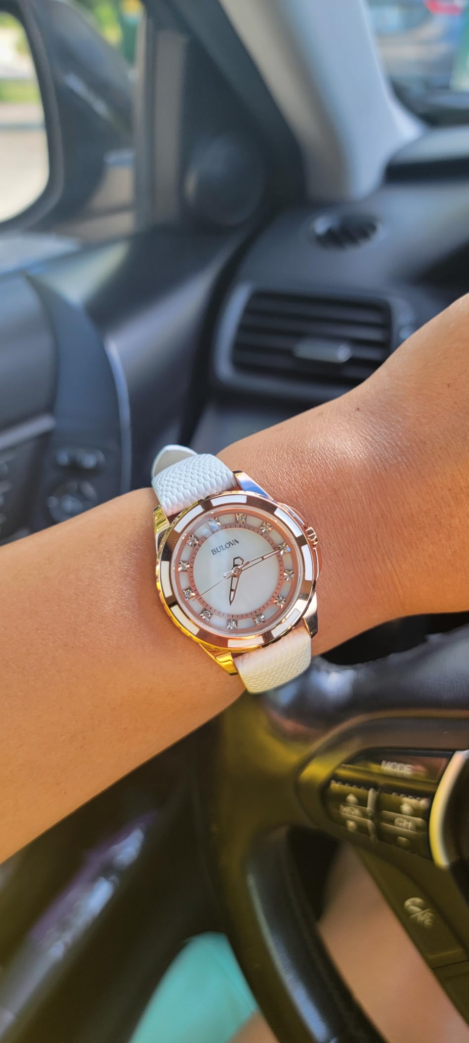 Ladies' Classic Diamond 3-Hand Quartz Stainless Steel Watch, 12 Diamonds, Mother-of-Pearl Dial customer photo 1