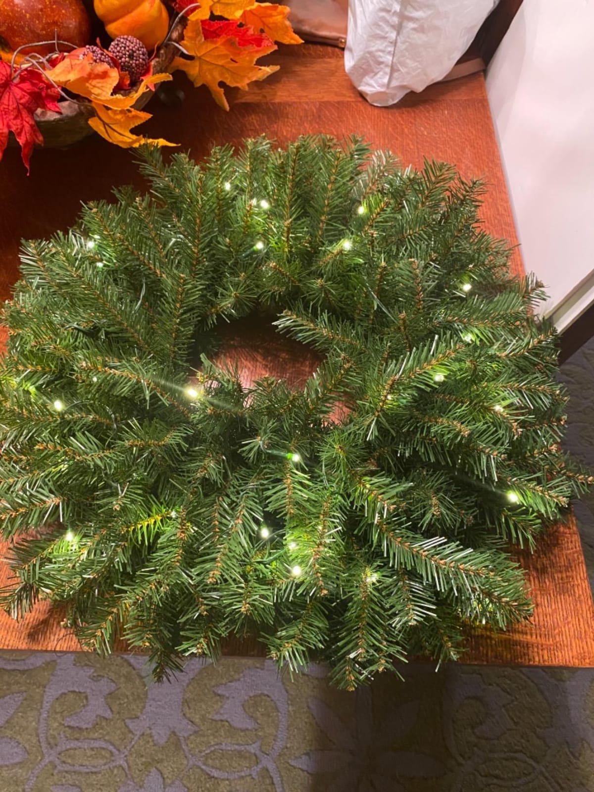 National Tree Company 24in Pre-Lit Norwood Fir Artificial Christmas Wreath | 50 Warm White LED Lights, 250 Tips, Timer, Christmas Decoration, Green customer photo 2