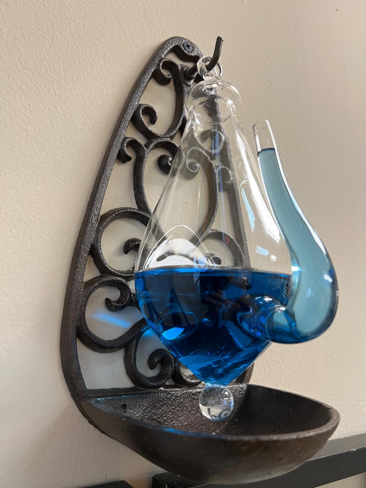 Eschert Design TH31 Thunder/Weather Glass Barometer with Cast Iron Filigree Holder and Overflow Pan, Antique Brown customer photo 1