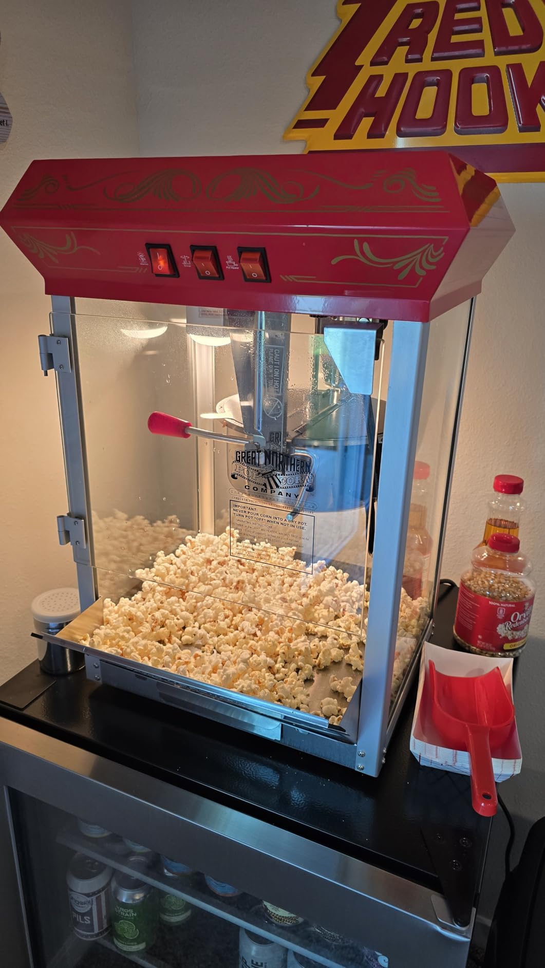 Great Northern Popcorn Good Time 8oz Popcorn Machine, Red | Vintage Style Popcorn Maker Machine with Stainless Steel Kettle Popper, Old Maids Drawer, Warming Tray, and Scoop for Home customer photo 1