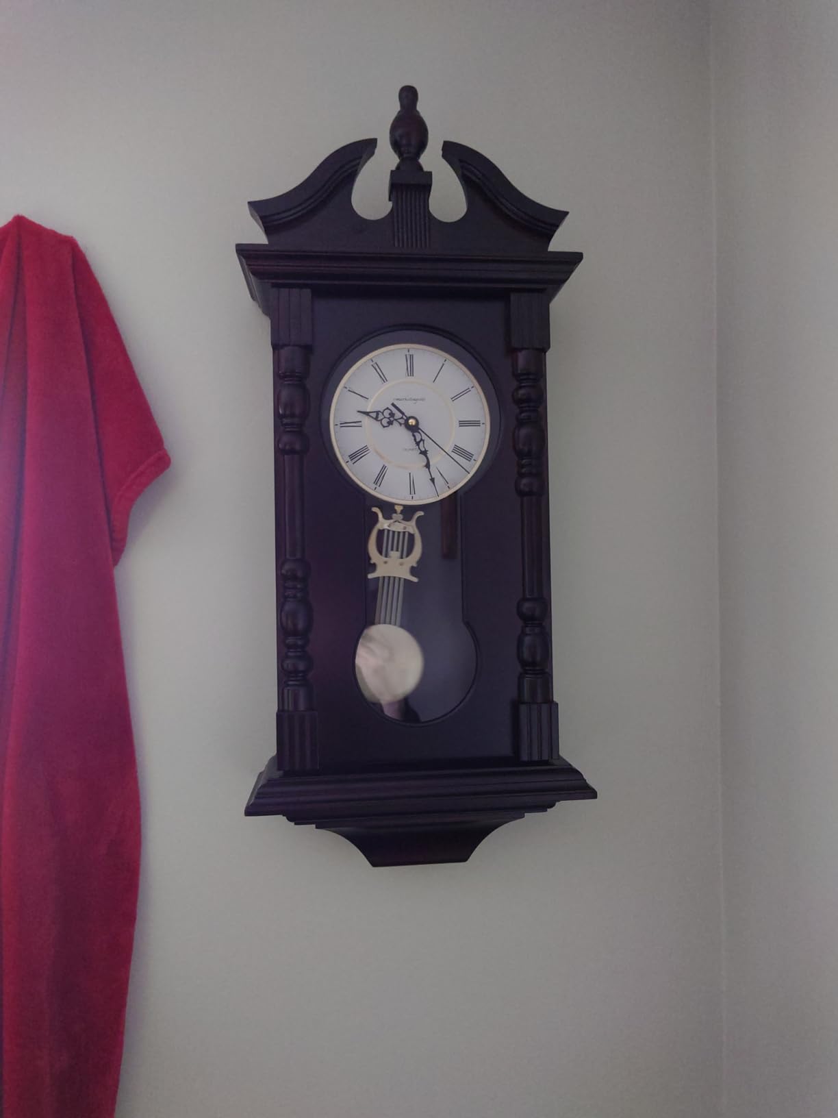 Wall Clocks: Grandfather Wood Wall Clock with Chime. Pendulum Wood Traditional Clock. Makes a Great Housewarming or Birthday Gift Wall Clock Chimes Every Hour with Westminster Melody customer photo 2
