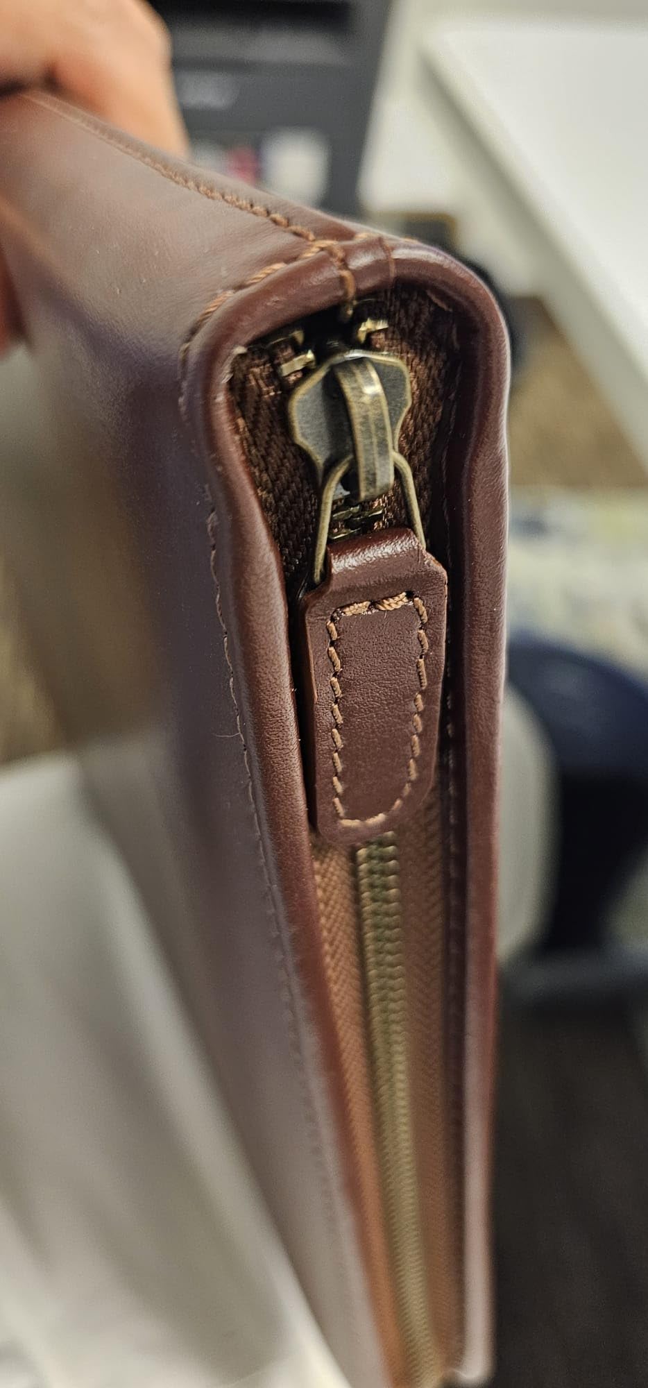 Premium Maruse Leather Portfolio Padfolio - Executive Folio for Men and Women with Zipper, Folio Document Organizer, Laptop Sleeve, iPad Case and Folder - Made in Italy, Brown customer photo 1