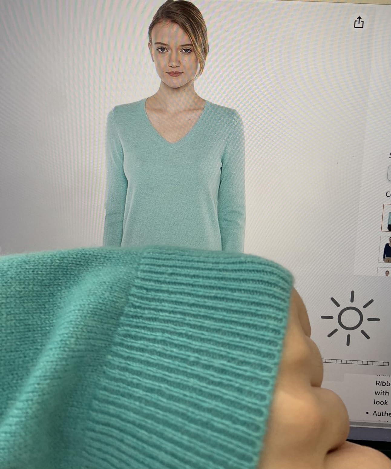 Women's 100% Pure Cashmere Long Sleeve Pullover V Neck Sweater customer photo 1