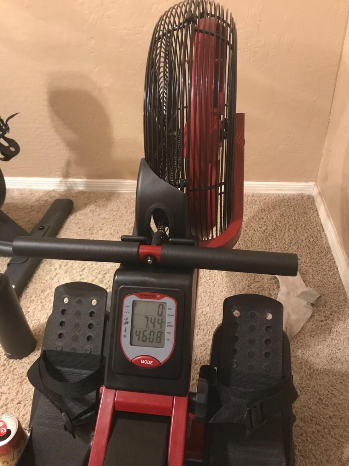 Stamina X Air Rower - Rower Machine with Smart Workout App - Rowing Machine with Air Resistance for Home Gym Fitness - Up to 250 lbs Weight Capacity - Black/Red customer photo 2