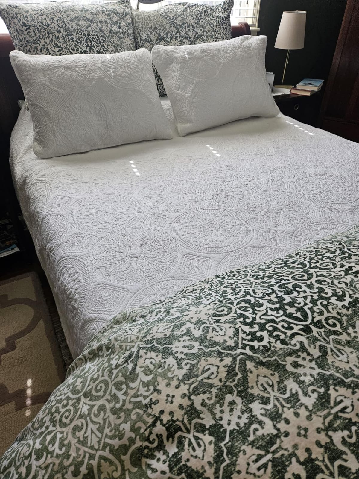 Brandream Queen Size Quilt Set Cotton Beige Quilts Luxury Medallion Matelasse Coverlet Set 3-Piece customer photo 1
