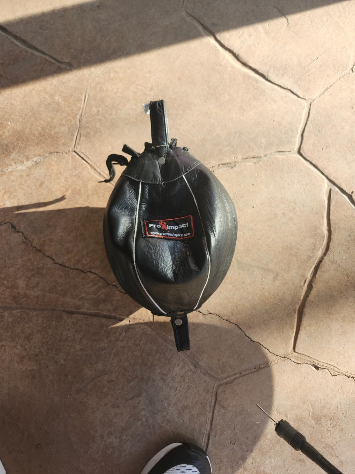 Genuine Leather Double End Boxing Punching Bag - Speed Striking & Dodge Training Ball for MMA, Muay Thai, Boxing, Gym Workout - Includes Cords & Hooks for Easy Setup customer photo 1