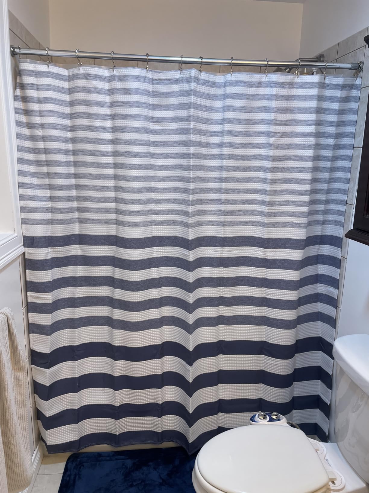 Madison Park Spa Waffle Shower Curtain for Bathroom, 72 x 72, Grey | Striped, Pieced Fabric Design, 3M Scotchgard Moisture Management, Hotel Quality, Modern, OEKO-TEX Certified customer photo 1
