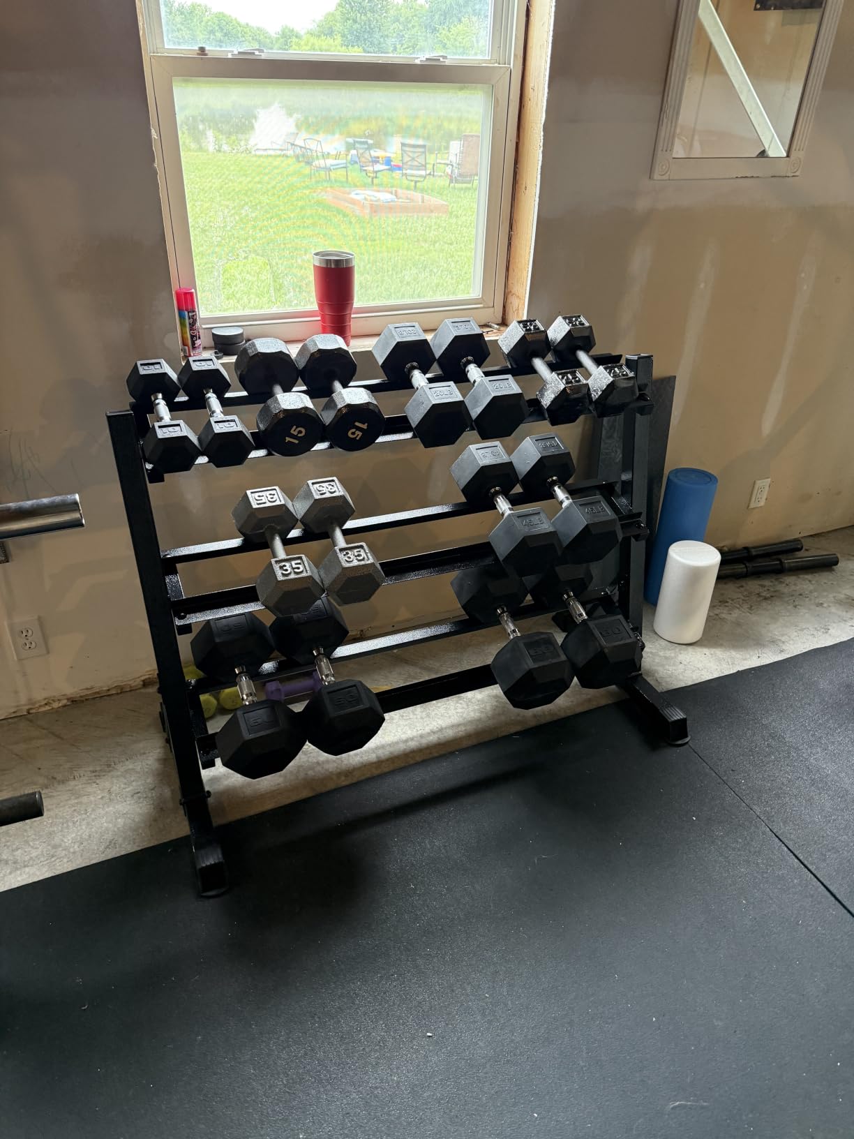 CAP 2-Tier & 3-Tier Dumbbell Rack for Home Gym, Heavy-Duty Steel Weight Storage Rack for Hex Dumbbells, Holds 5-35lb 5-50lb 5-75lb Dumbbell Pairs, Multiple Sizes & Capacities customer photo 1