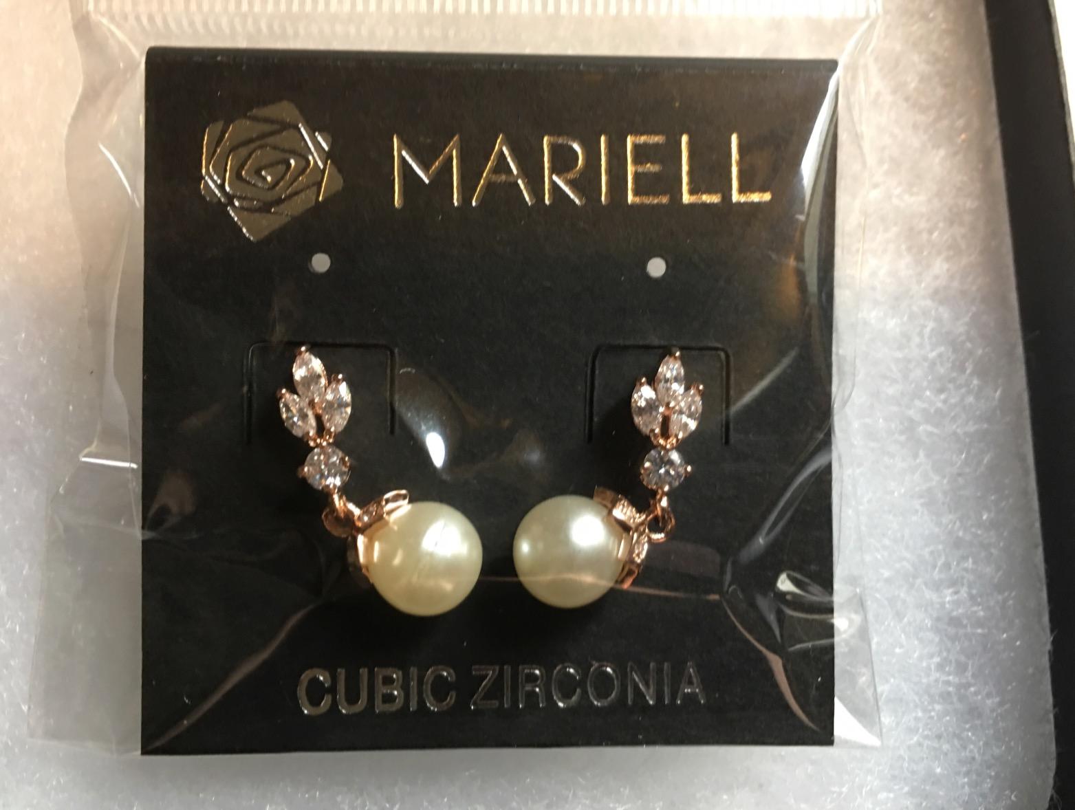 Mariell Pearl Drop Wedding Earrings, 8MM Ivory Shell Pearls, Cubic Zirconia Crystal and Pearl Earrings for Brides, Bridesmaid, Prom and Mother of the Bride customer photo 1
