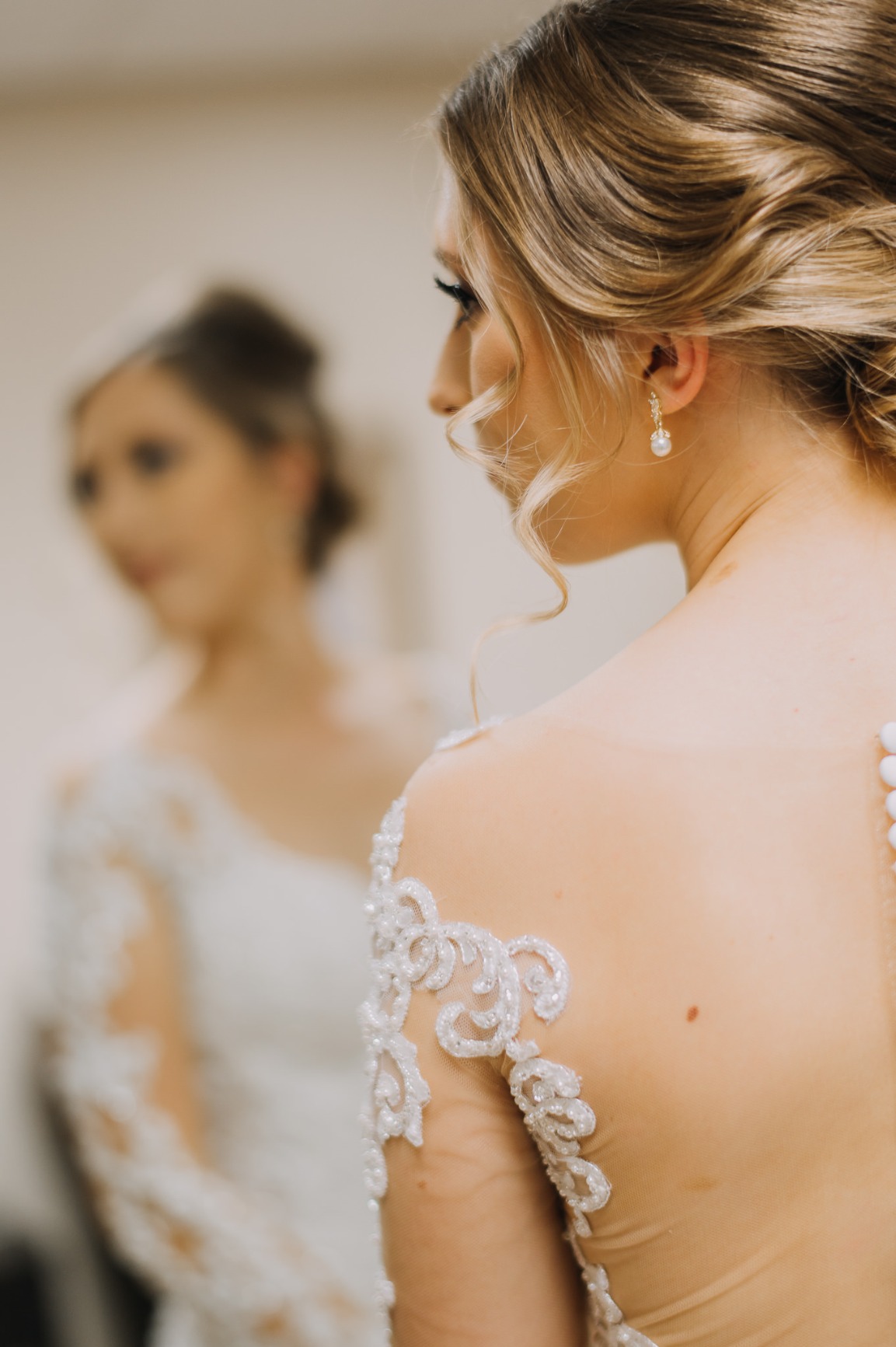 Mariell Pearl Drop Wedding Earrings, 8MM Ivory Shell Pearls, Cubic Zirconia Crystal and Pearl Earrings for Brides, Bridesmaid, Prom and Mother of the Bride customer photo 2