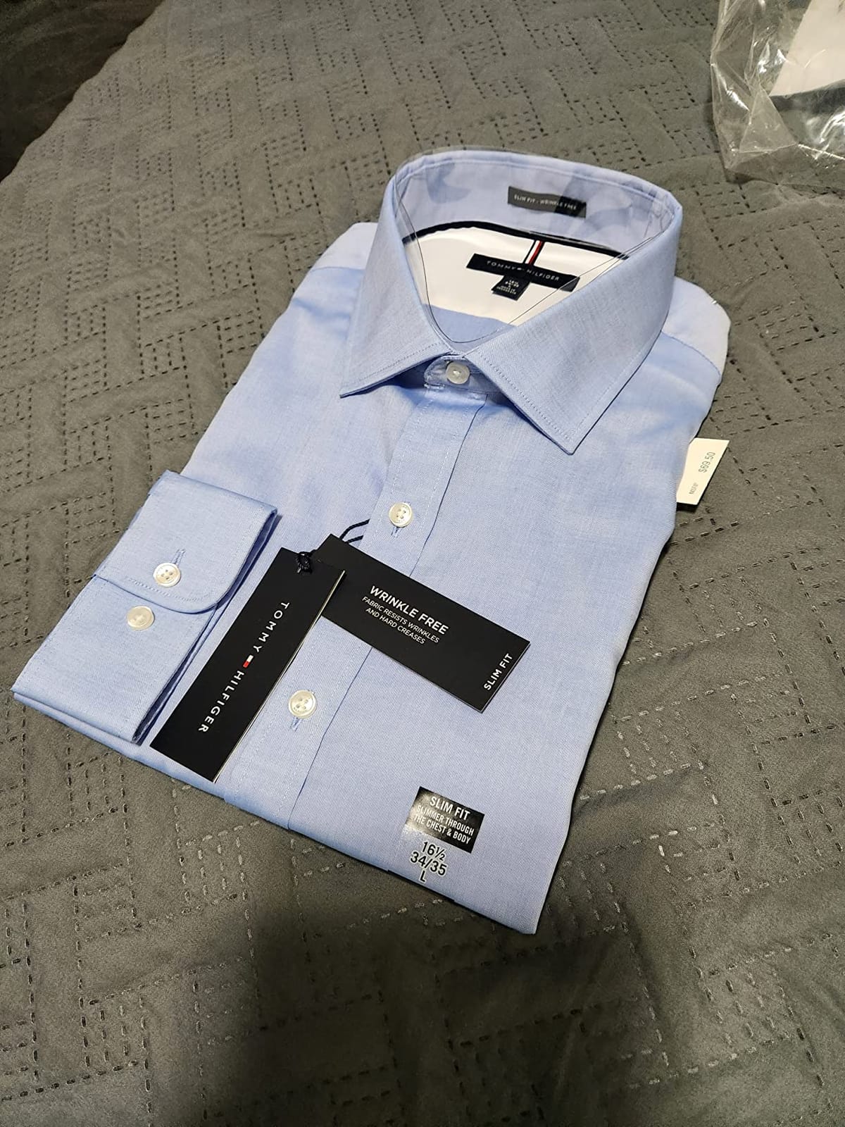 Tommy Hilfiger Men's Slim Fit Non Iron Solid Dress Shirt customer photo 2