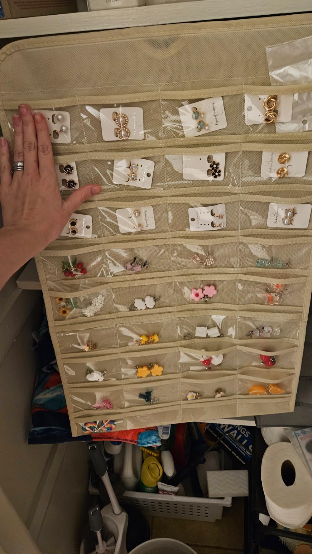 BB Brotrade Hanging Jewelry Organizer,Accessories Organizer,80 Pocket Organizer for Holding Jewelries(Beige) customer photo 2