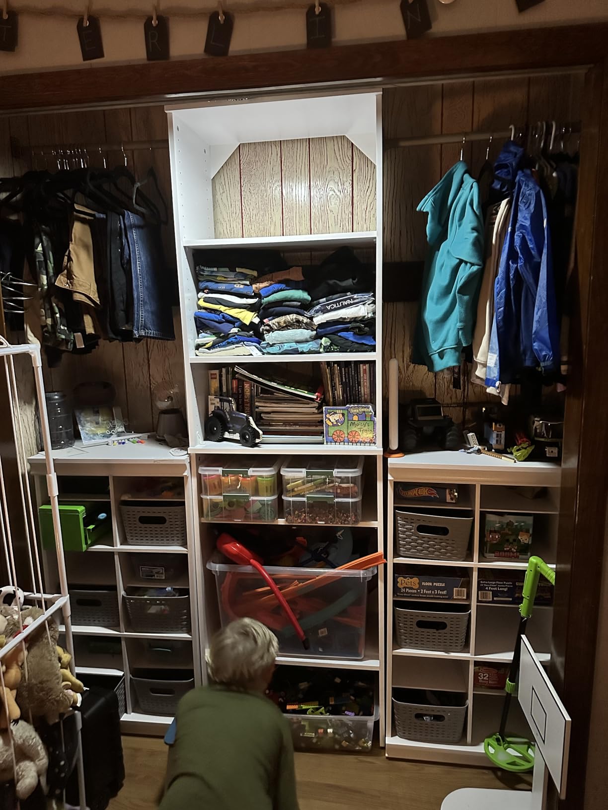 ClosetMaid SuiteSymphony Wood Closet Organizer Starter Kit with Tower and 3 Hang Rods, Shelves, Adjustable, Fits Spaces 5 - 10 ft. Wide, Natural Gray customer photo 2