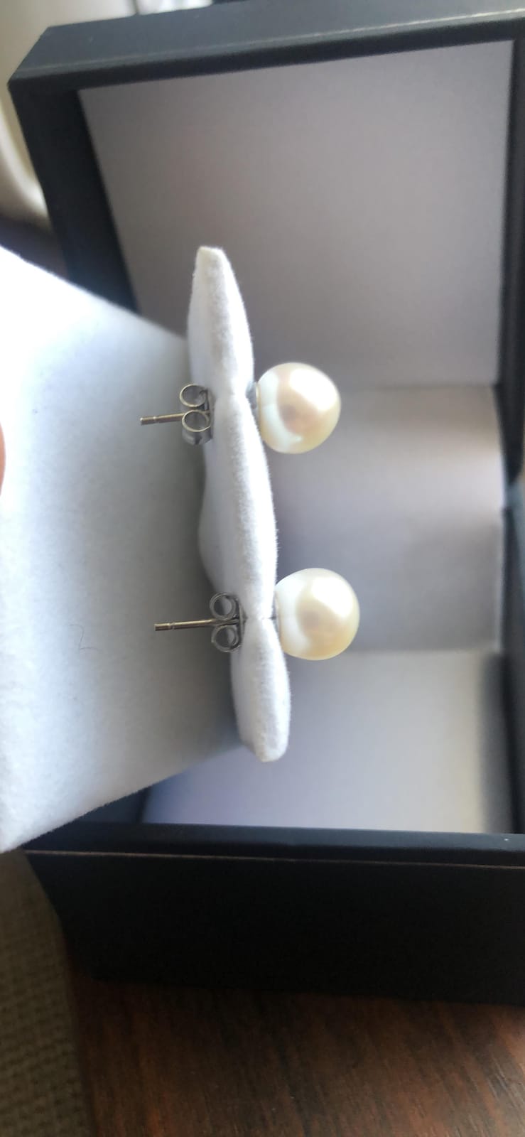 AAAA Quality 14K Gold Plated Sterling Silver White Freshwater Real Pearl Earrings for Women customer photo 2