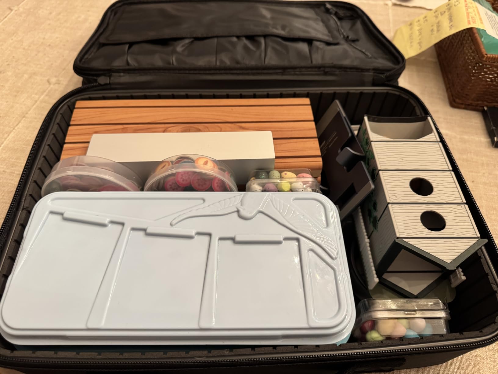 MONSTINA Large Makeup Case, 3 Layers Makeup Bag Cosmetic Organizer Brush Bag Barber Train Case Makeup Artist Box for Hair Curler Hair Straightener Brush Set and Cosmetics customer photo 2