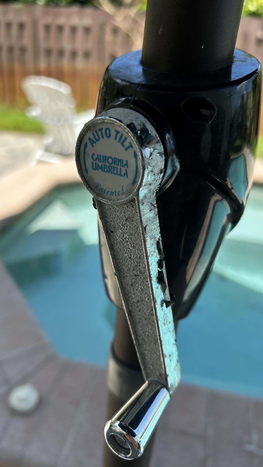 9' Rd Sunbrella Aluminum Patio Umbrella, Crank Lift, Auto Tilt, Bronze Pole, Canvas customer photo 1