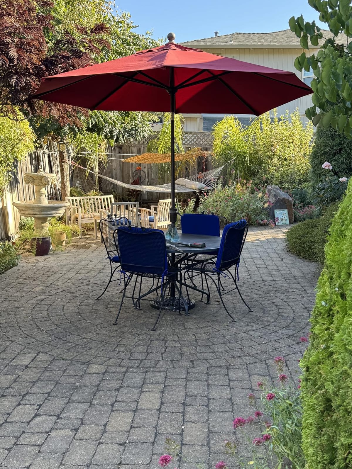 9' Rd Sunbrella Aluminum Patio Umbrella, Crank Lift, Auto Tilt, Bronze Pole, Canvas customer photo 2