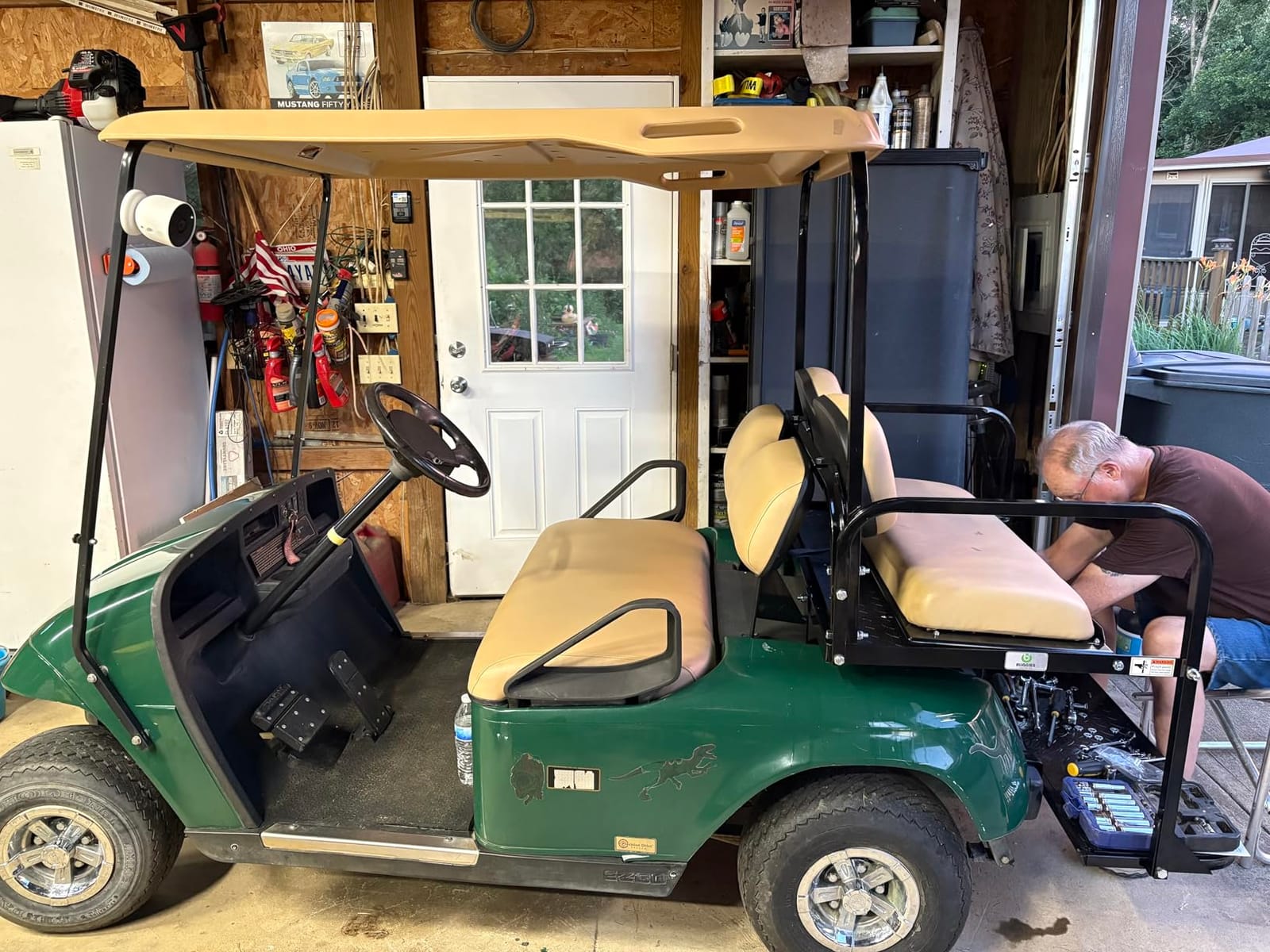 Performance Plus Carts EZGO TXT Golf Cart Flip Folding Rear Seat Kit | Compatible with 1994.5-Up Models (Tan) customer photo 2