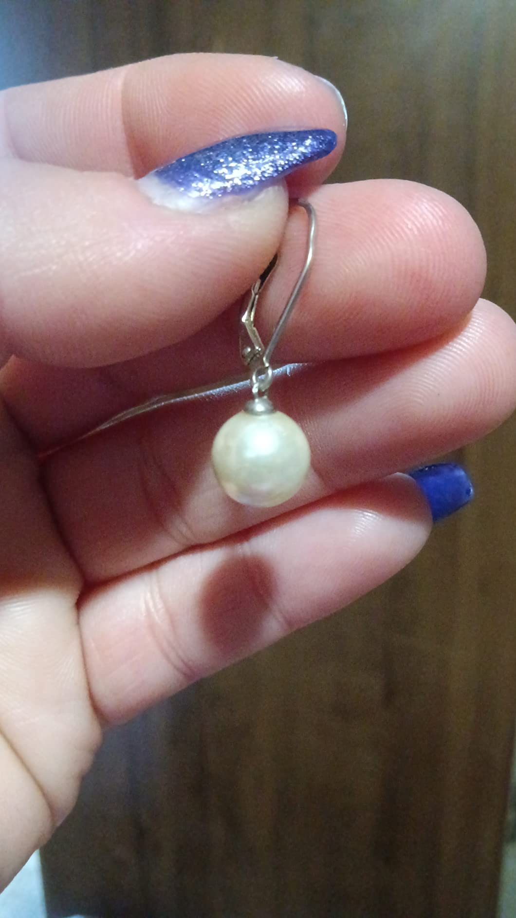 925 Sterling Silver Shell Pearl Earrings, Leverback Dangle Studs customer photo 1