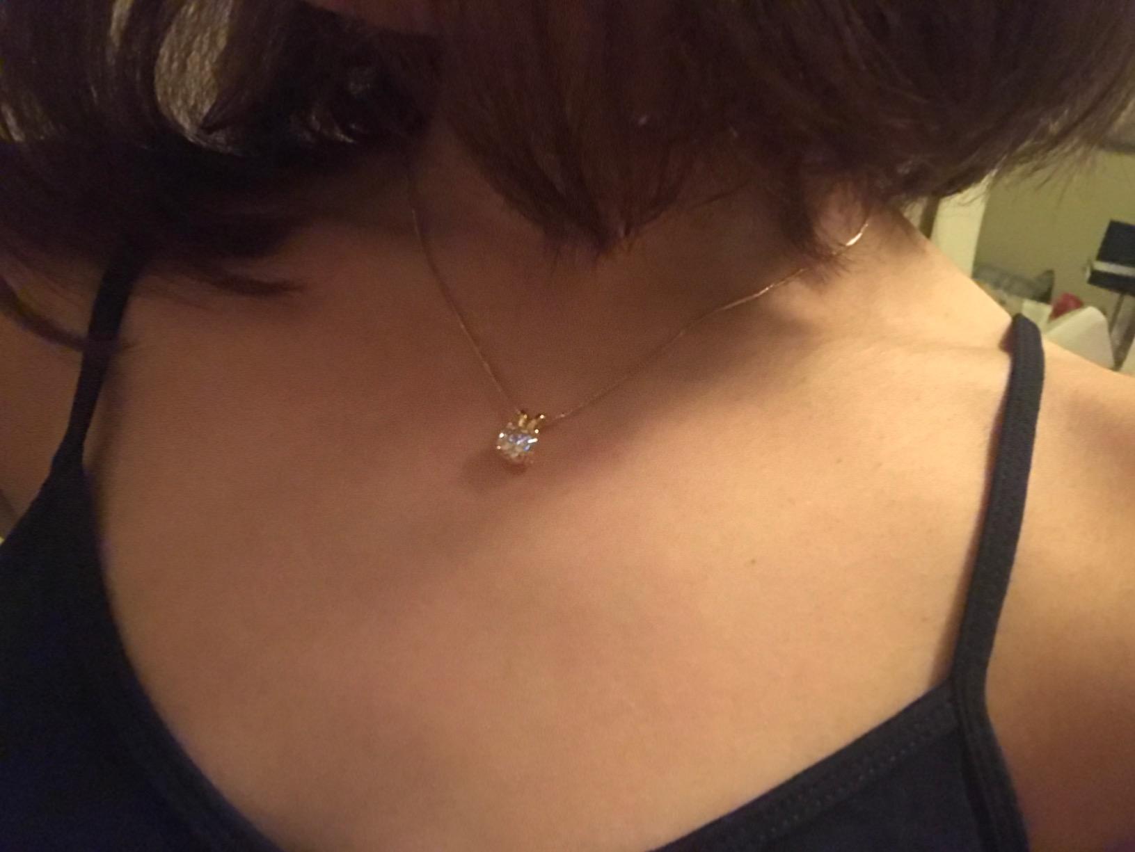 Mariell Cubic Zirconia Crystal Pendant Necklace for Women, 2 Carat 8mm CZ, for Brides, Wedding, Mother's Day Jewelry Gift customer photo 2