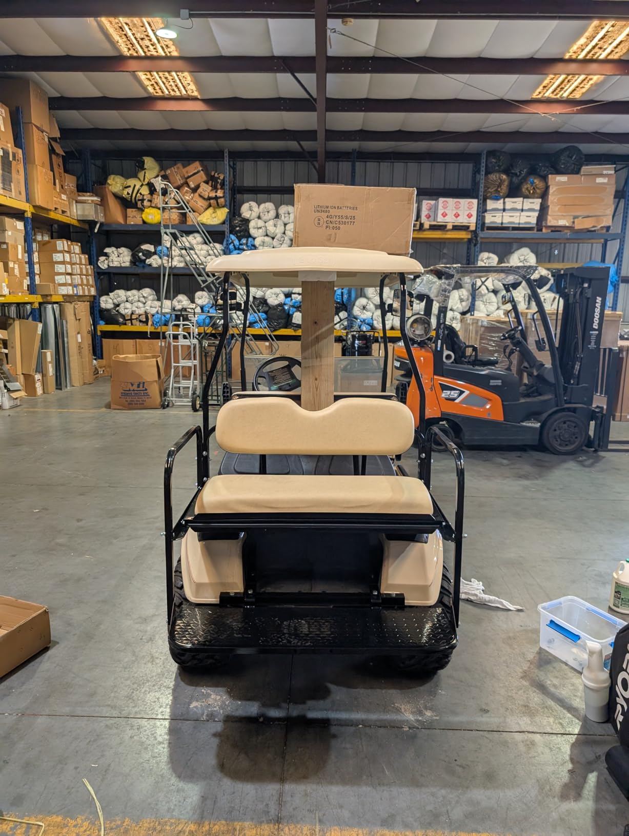 Performance Plus Carts Club Car DS Golf Cart Rear Flip Seat Kit | Folding Steel Frame Rear Back Seat | Buff (Beige) Cushions | Compatible with 2000.5 -Up Models customer photo 1