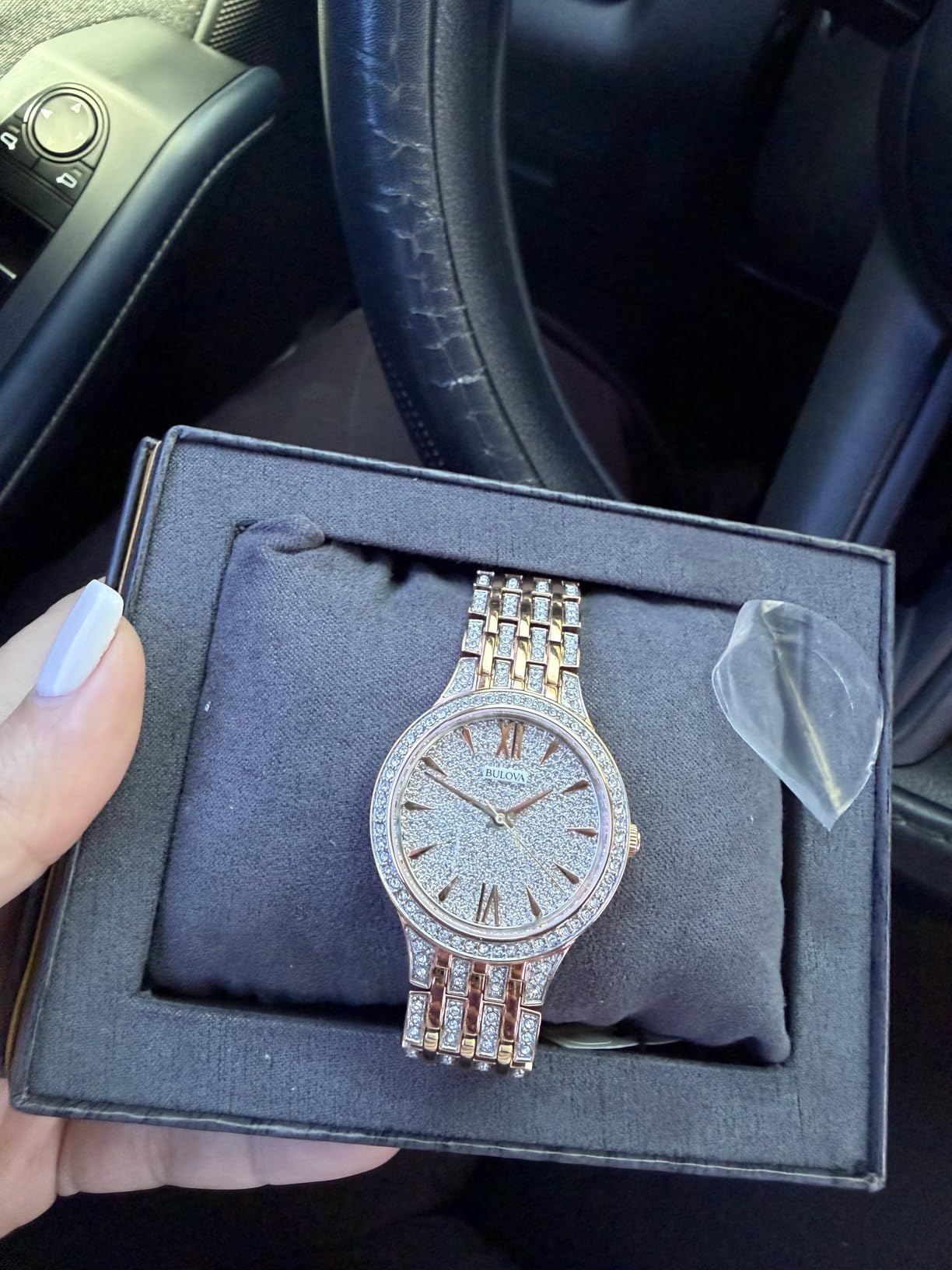 Bulova Ladies' Crystal Phantom Rose Gold Tone Stainless Steel 2-Hand Quartz Watch, 440 Crystals and Pave Dial Style: 98L235 customer photo 1