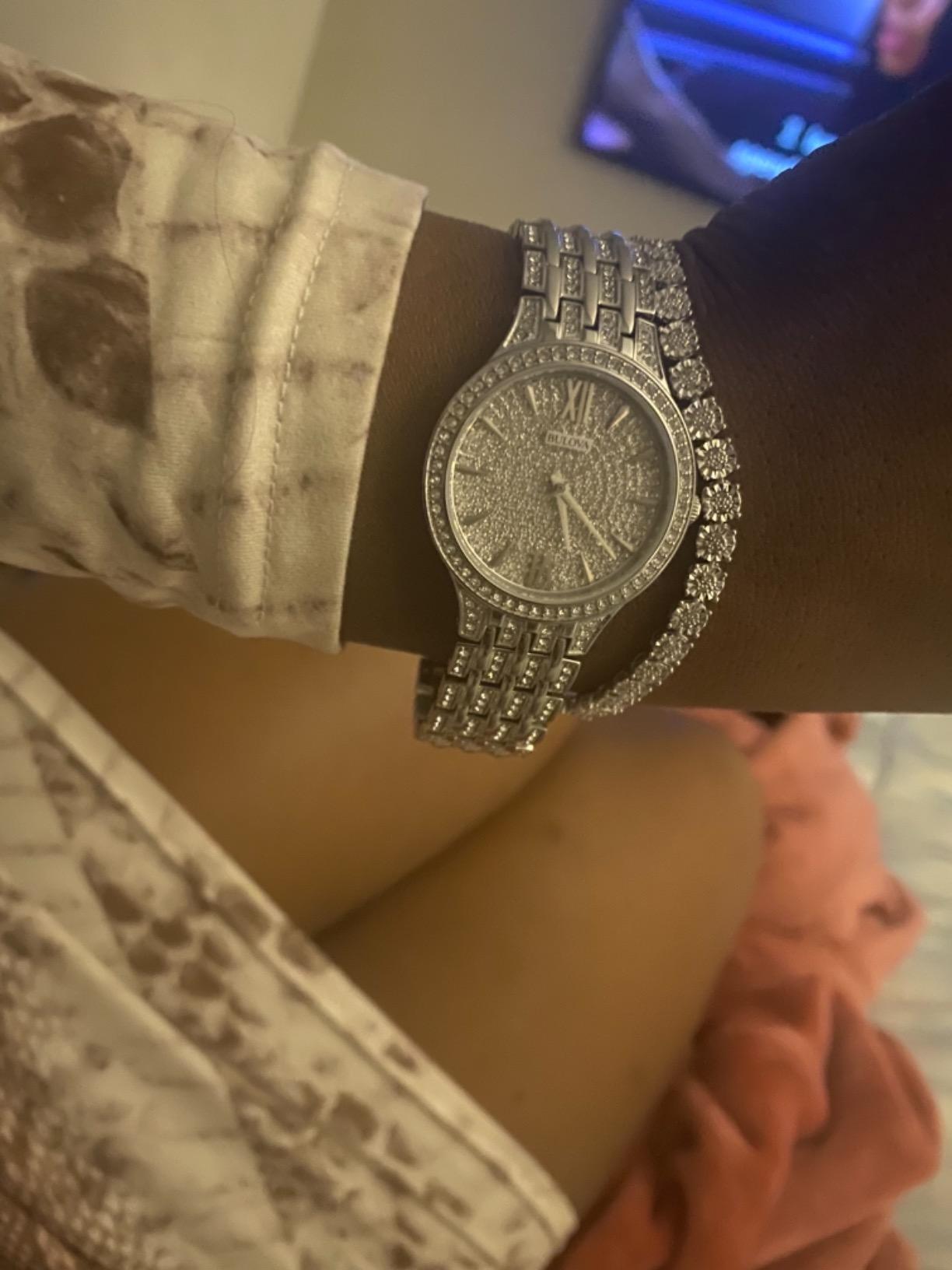Ladies' Crystal Phantom Stainless Steel 2-Hand Quartz Watch, 440 Crystals and Pave Dial Style: 96L243 customer photo 1
