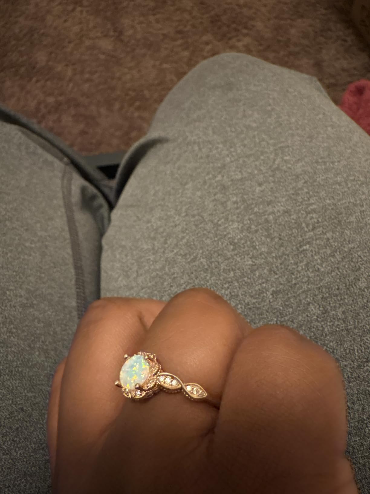 CiNily 18K Gold Plated Opal Ring for Women Anniversary Rings Size 5-13 customer photo 2
