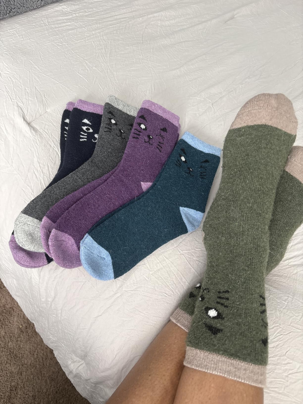 EBMORE Merino Wool Socks for Women Hiking Thermal Warm Winter Thick Boot Cozy Crew Comfy Work Socks for Ladies 5 Pairs customer photo 1