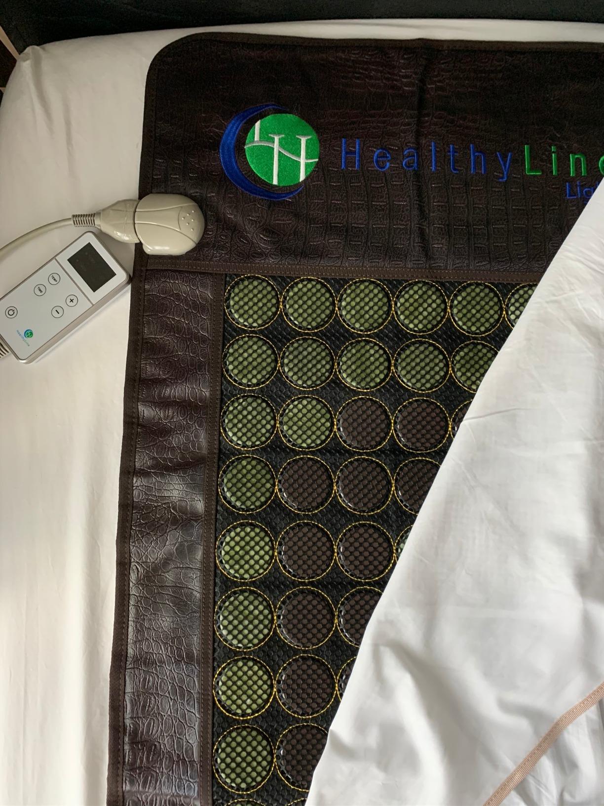 HealthyLine Far Infrared Heating Mat for Back & Neck, 72x24 | Full-body coverage, 2 natural gemstones, 14 lb weighted design, Light mesh construction, Massage-table compatible customer photo 2