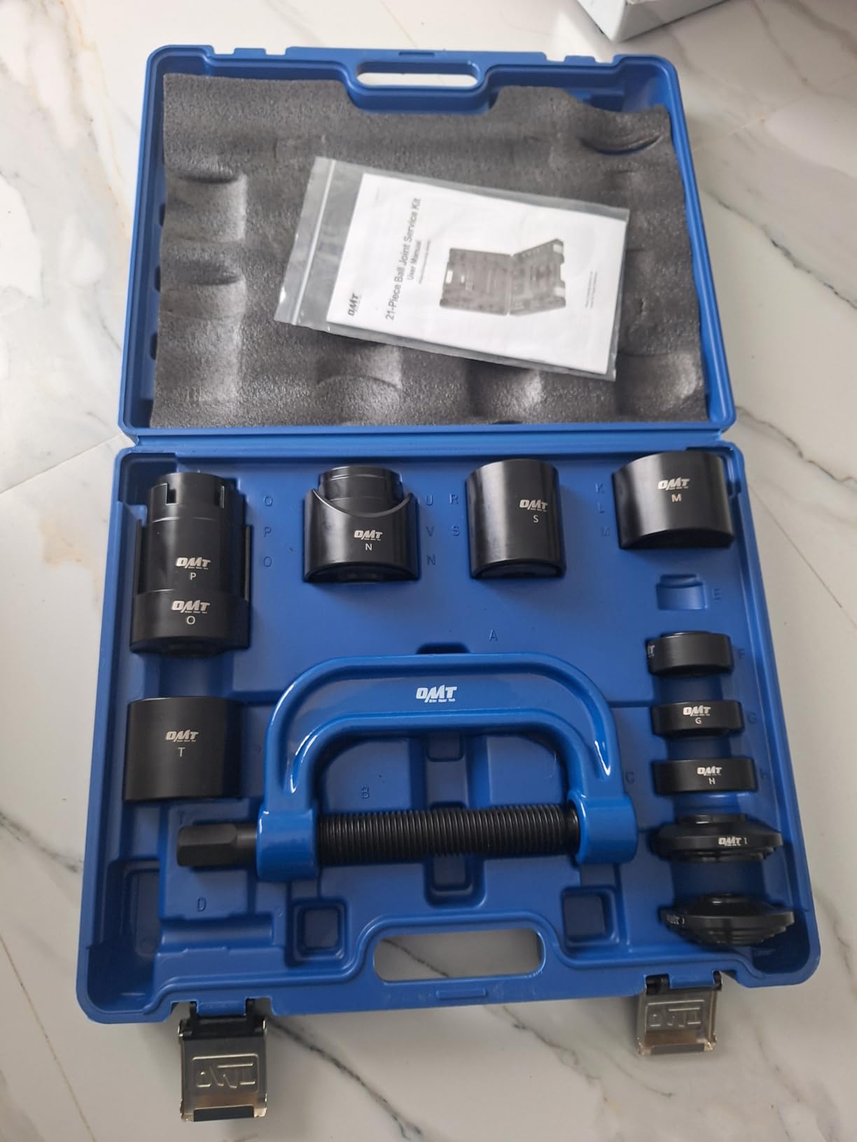 OMT 21pc Ball Joint Press Kit, Ball Joint Tools for 2WD and 4WD Vehicles | Ball Joint Removal Tool for Removing and Installing Ball Joints, U Joints, and Anchor Pins, Blue C-frame Blue Case customer photo 2