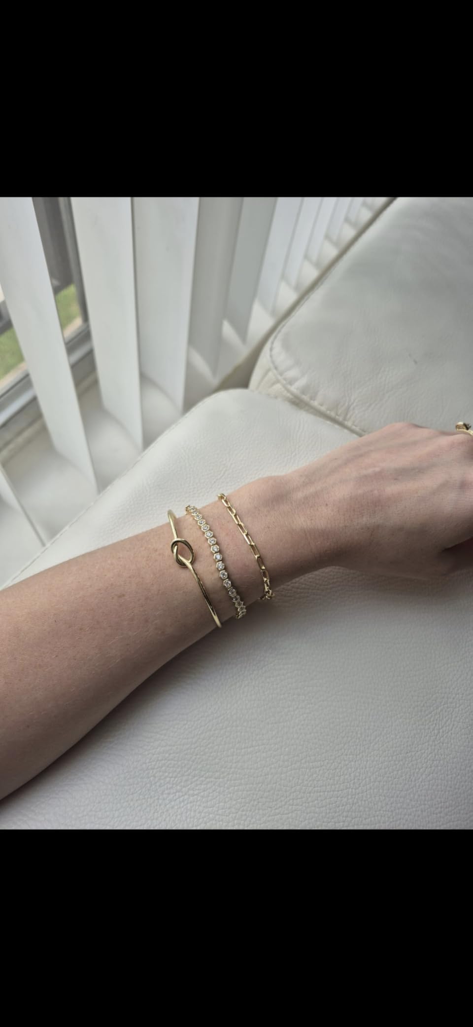 PAVOI 14K Gold Plated Forever Love Knot Infinity Bangle Bracelets for Women | Gold Bangle Bracelet for Women customer photo 1
