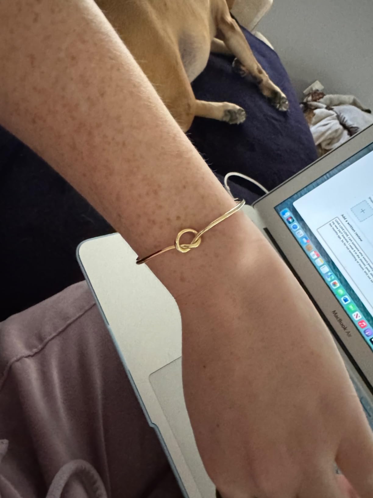 PAVOI 14K Gold Plated Forever Love Knot Infinity Bangle Bracelets for Women | Gold Bangle Bracelet for Women customer photo 2
